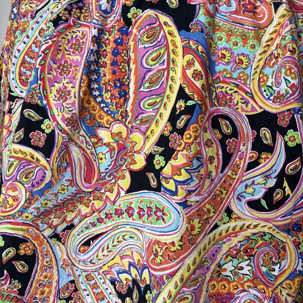 Chaps Shirt Womens 2X Colorful Paisley 100% Cotton Long Sleeve Button up top - Picture 6 of 11